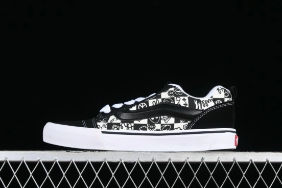 Vans Classics Knu Skool Checkerboard Graffiti Chunky Tongue Skate Shoes - VN0009QC6BT