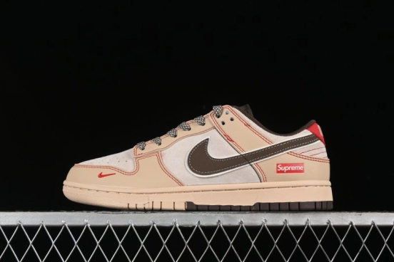 Nike SB Dunk Low SUP Collaboration - Distressed Black Swoosh Anniversary Custom Low-Top Skate Shoes - MM1089-021