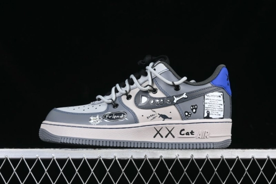 Nike Air Force 1 '07 Low British Blue Cat Casual Lace-Up Sneakers - KS6896-333