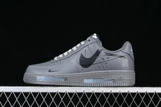Nike Air Force 1 '07 Low Custom Graffiti Broken Swoosh Casual Sneakers - DM0970-132