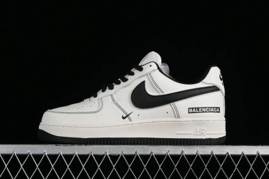 Balenciaga x Nike Air Force 1 '07 Low Triple Swoosh Beige Black Casual Shoes - FR0538-090
