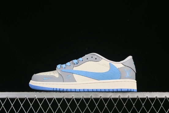 Nike Travis Scott x Fragment Design x Air Jordan 1 Low OG SP AJ1 LV Collaboration Sneakers with Reverse Swoosh - XS2024-059