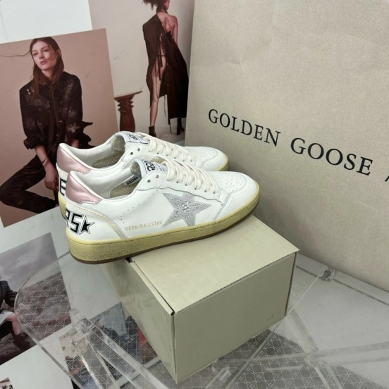 2024 Unisex GGDB White Pink Leather Low Top Sneakers MJ00260