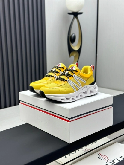 2025 Unisex Moncler Yellow Nylon Mesh Outdoor Sneakers KFY00390