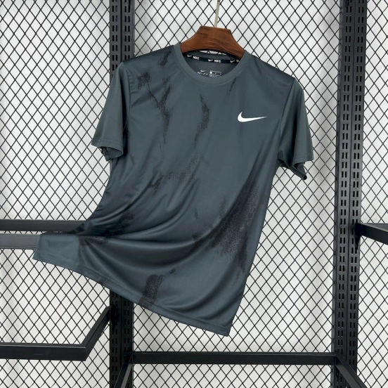 2025 NIKE Training Dark Grey with Abstract Paint Brush Pattern T-Shirt #1045