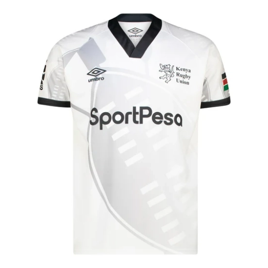 2026 Kenya  White with Black Trim and Geometric Line Pattern Jersey