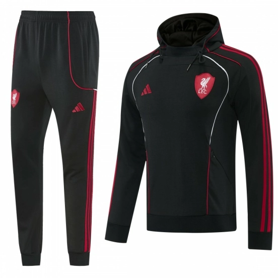 26/27 Liverpool  Black Full Zipper Hooded Jacket Tracksuit + Long Pants