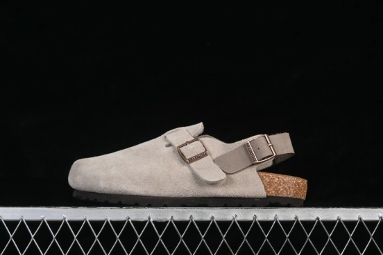 Birkenstock Grey Suede Sheepskin Lined Sandals with Soft Footbed