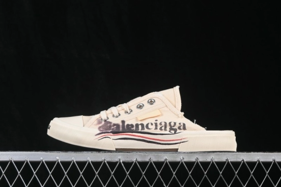 Balenciaga Paris Low Top Lace-Up Fashion Slippers with Distressed Finish - W3PS19016