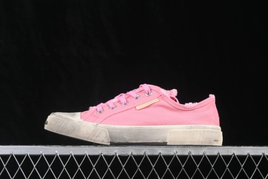 Balenciaga Paris Low Top Lace-Up Sneakers with Distressed Finish - W3RC35591