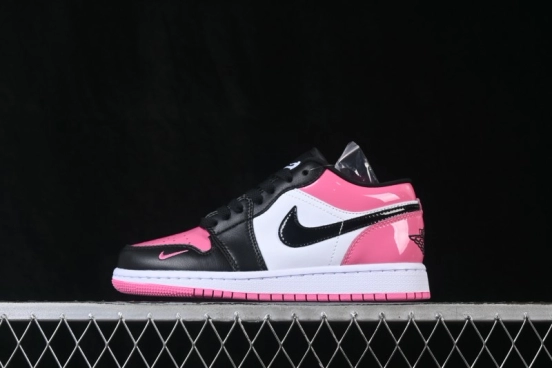 Air Jordan 1 Low Patent Leather Black Pink Low-Top Retro Cultural Basketball Shoes - IV2446-684