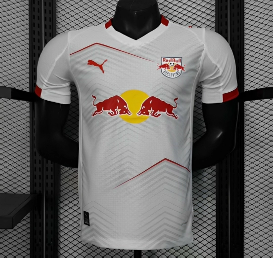 Player Version 25/26 RB Leipzig White with Chevron Pattern and Red Bull Logo Jersey