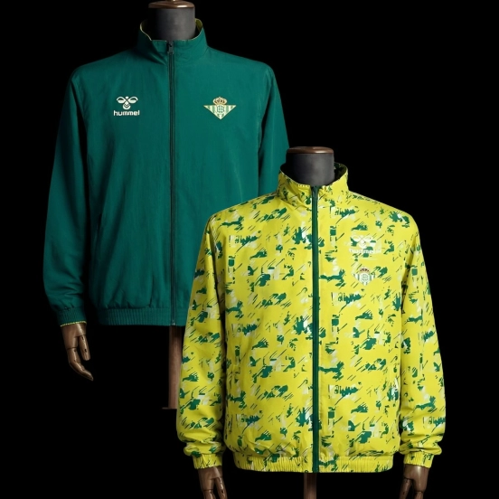 2026 Real Betis Green And Yellow  Reversible Full Zipper Jacket