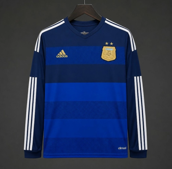Retro 2014 Argentina Home Long Sleeve Soccer Jersey