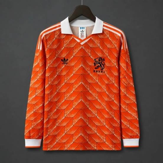 Retro 1988 Netherlands Home Long Sleeve Jersey