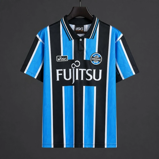 Retro 1997 Kawasaki Frontale Blue & Black Stripes Home Jersey