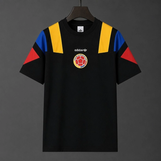 2026 Colombia Black EQT Tricolor Casual Retro T-Shirt