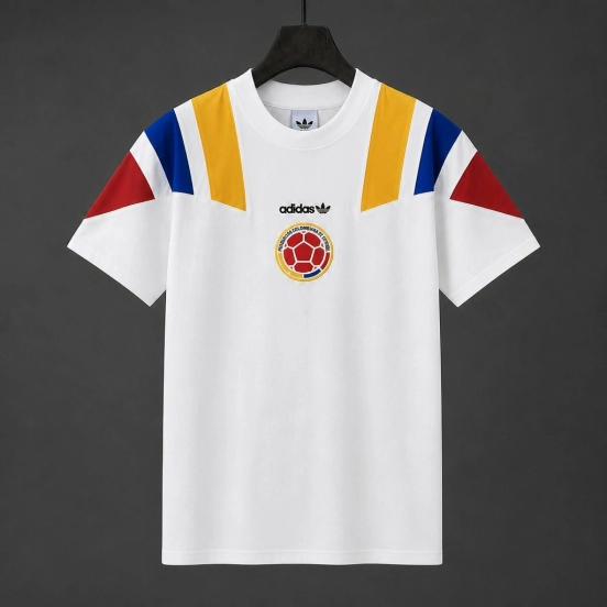 2026 Colombia White EQT Tricolor Casual Retro T-Shirt
