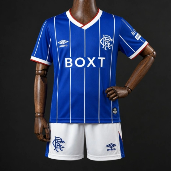Kids 26/27 Rangers FC Blue Pinstripe Home Jersey Kit