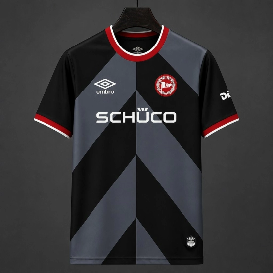 26/27 Arminia Bielefeld Away Black and Grey with Diagonal Chevron Pattern Jersey