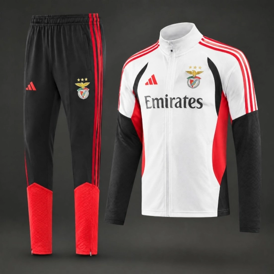 26/27 Benfica White Full Zipper Jacket + Long Pants