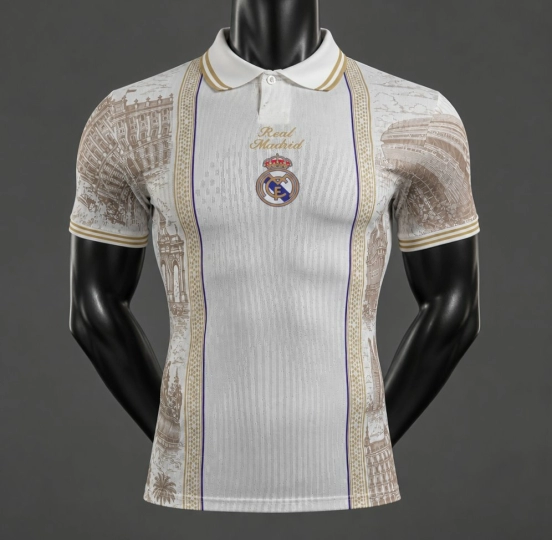 Player Version 26/27 Real Madrid x Air Dior Special White/Gold Polo Jersey