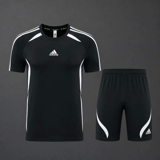 26/27 Adidas 16 Black Short Sleeve+Soccer Shorts
