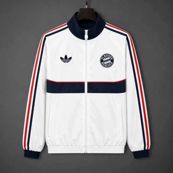 26/27 Bayern Munich White Full Zipper Windbreaker Jacket