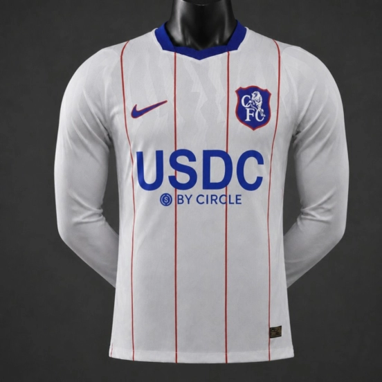 Player Version 26/27 Chelsea FC White with Red Pinstripe Third Long Sleeve Jersey