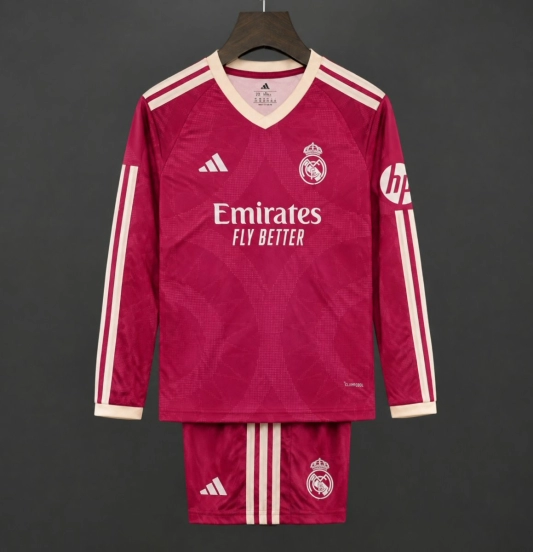 26/27 Kids Real Madrid Third Pink Long Sleeve Jersey
