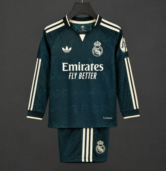 26/27 Kids Real Madrid Away Dark Green Long Sleeve Jersey