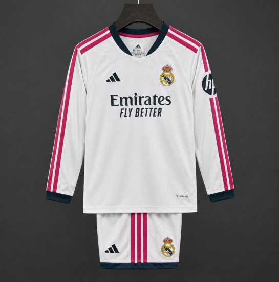 26/27 Kids Real Madrid Home Long Sleeve Jersey